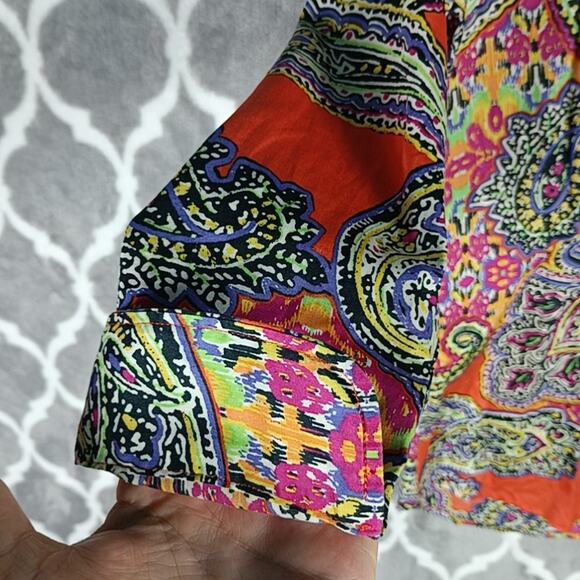 Lauren Ralph Lauren Top Blouse Women Small Paisley Button Up LRL - Picture 8 of 12